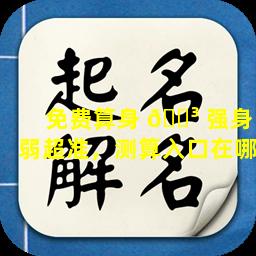 免费算身 🐳 强身弱超准，测算入口在哪